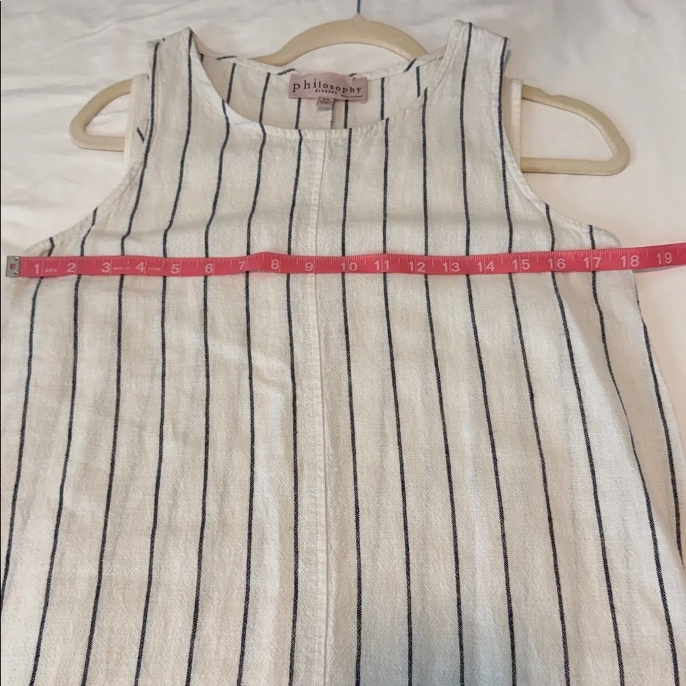 Philosophy Linen Stripe Shift Dress White Black Coastal Euro Summer Minimalist - Picture 14 of 15